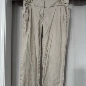 Loft Beige Marissa Linen Pants, size 2